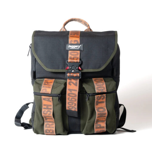 JAGGERY Back To School Backpack In Army Canvas & Cargo Belts With Cobra Buckle